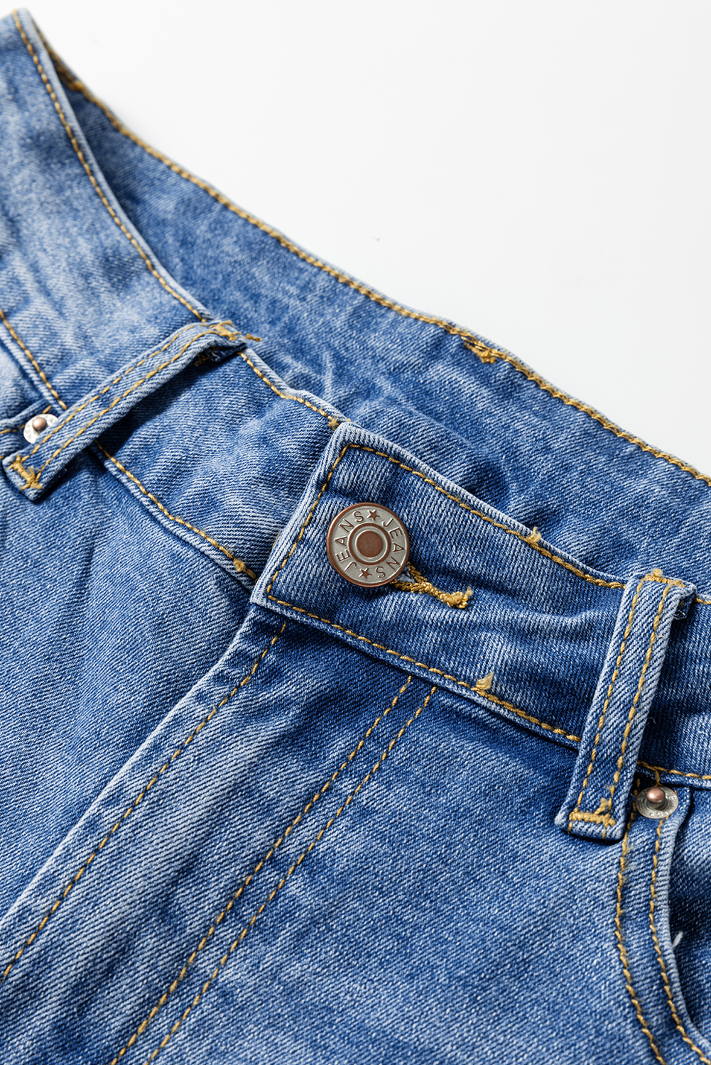 Real Teal Raw Hem Unique Cuffs Straight High Rise Loose Jeans