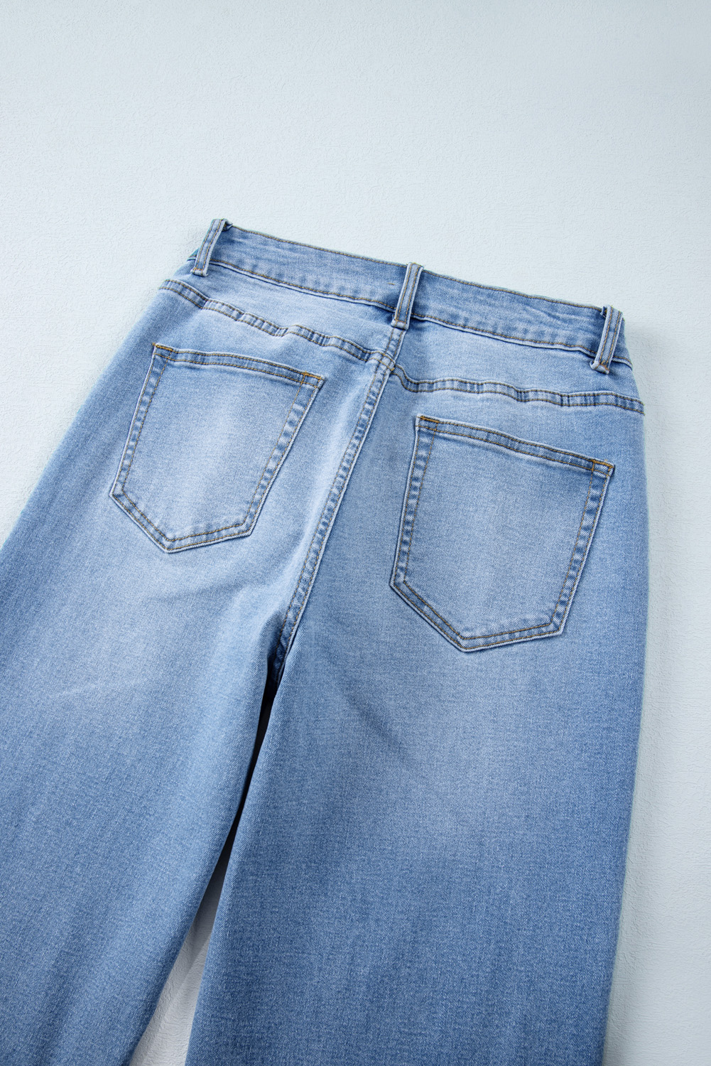 Gray Raw Hem Straight Leg Loose High Waist Jeans