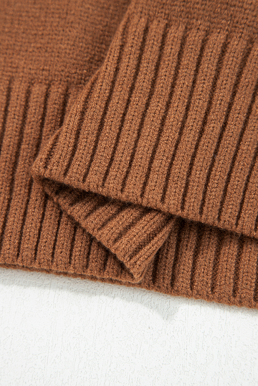 Racing Red Collared V Neck Ribbed Edge Sexy Elegant Sweater