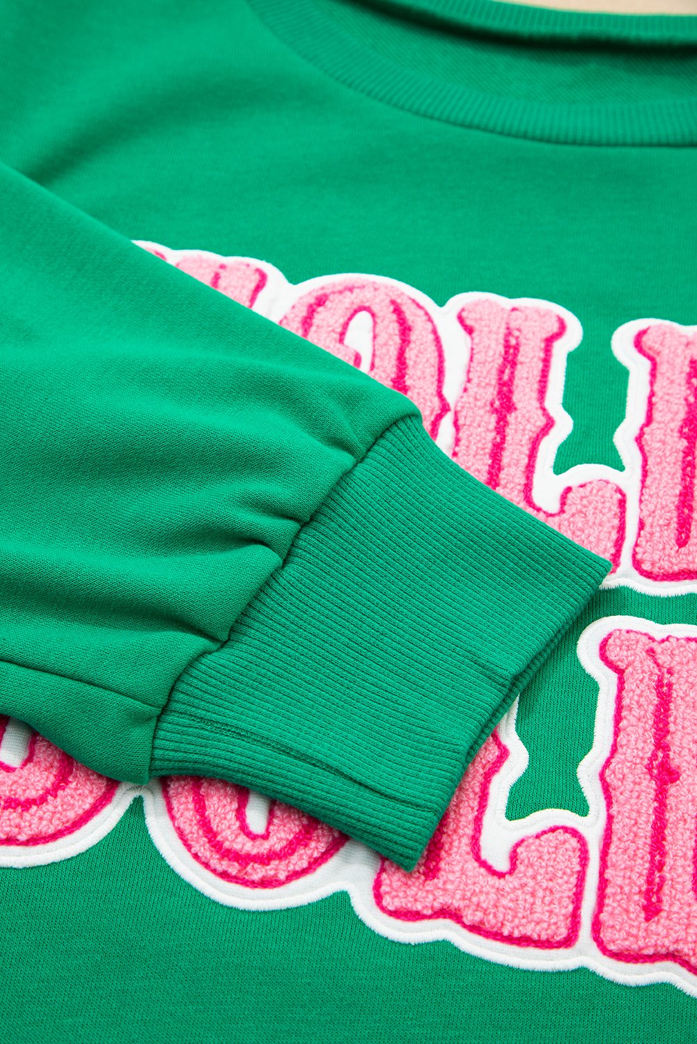 Sea Green HOLLY JOLLY Towel Embroidered Christmas Holiday Sweatshirt
