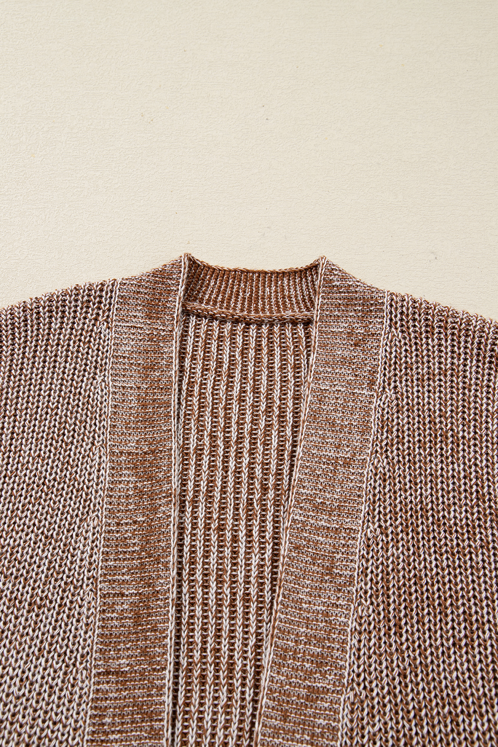 Straw Yellow Solid Open Knit Cardigan with Pockets